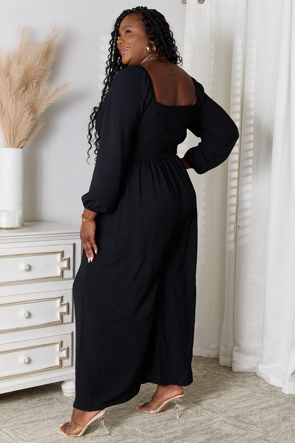 Double Take Square Neck Jumpsuit with Pockets - where wild roots grows