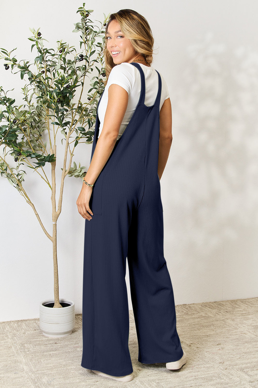 Double Take Full Size Wide Strap Overall with Pockets - where wild roots grows