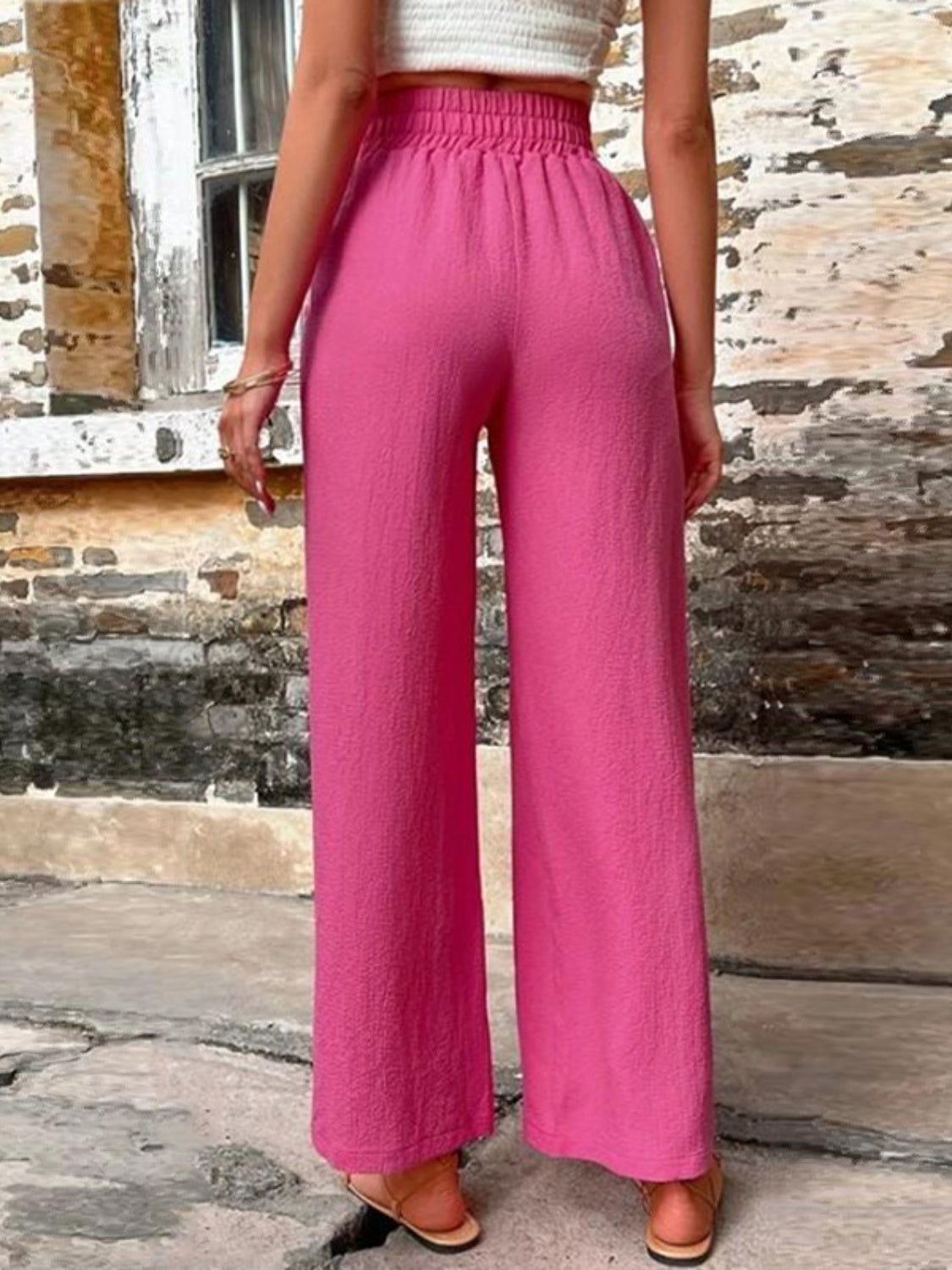 Tied High Waist Wide Leg Pants with Pockets - where wild roots grows