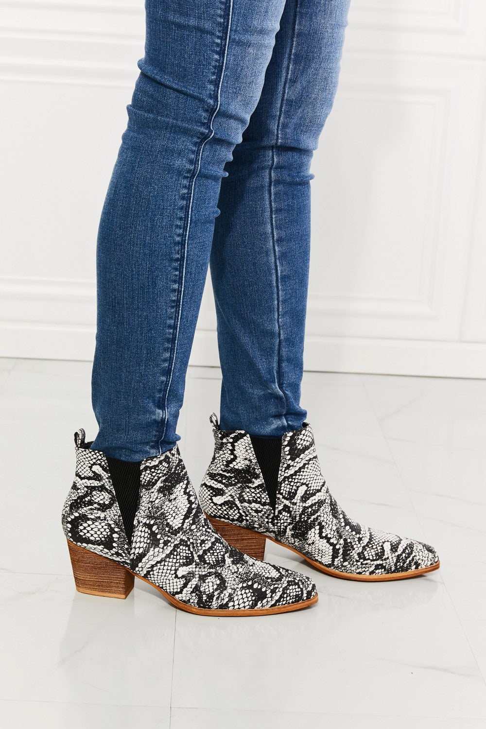 MMShoes Back At It Point Toe Bootie in Snakeskin - where wild roots grows