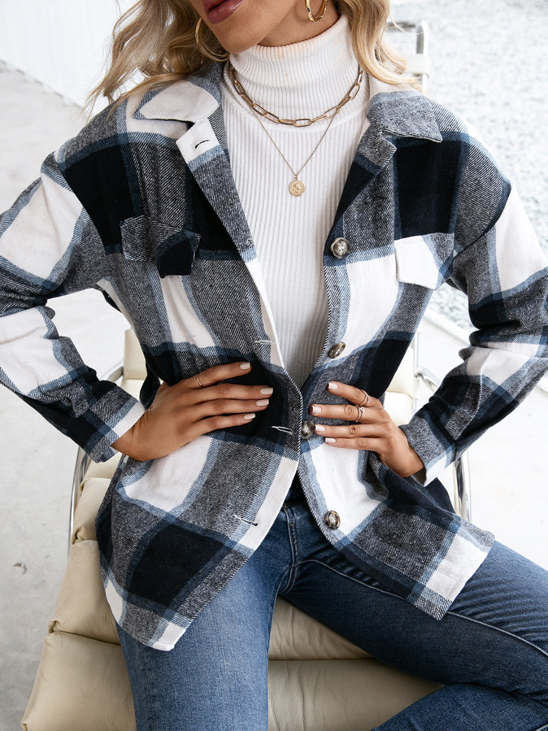 Ivy Lane Plaid Button Up Long Sleeve Shacket - where wild roots grows