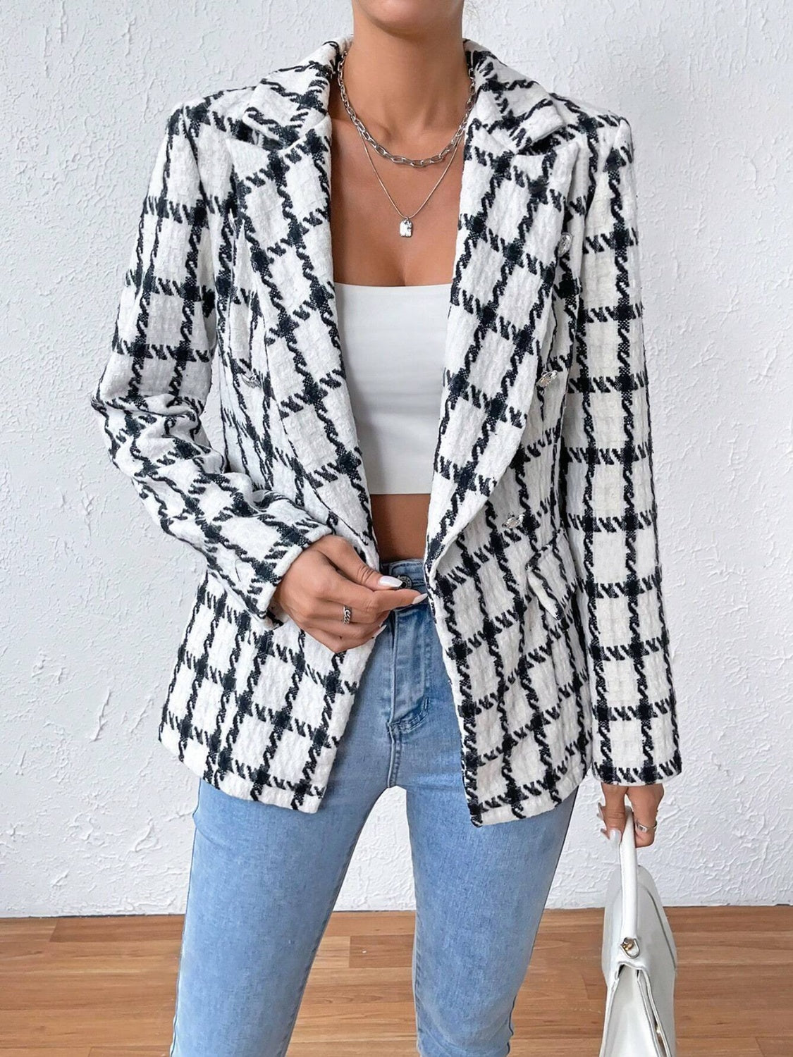 Lapel Collar Long Sleeve Blazer with Pockets - where wild roots grows