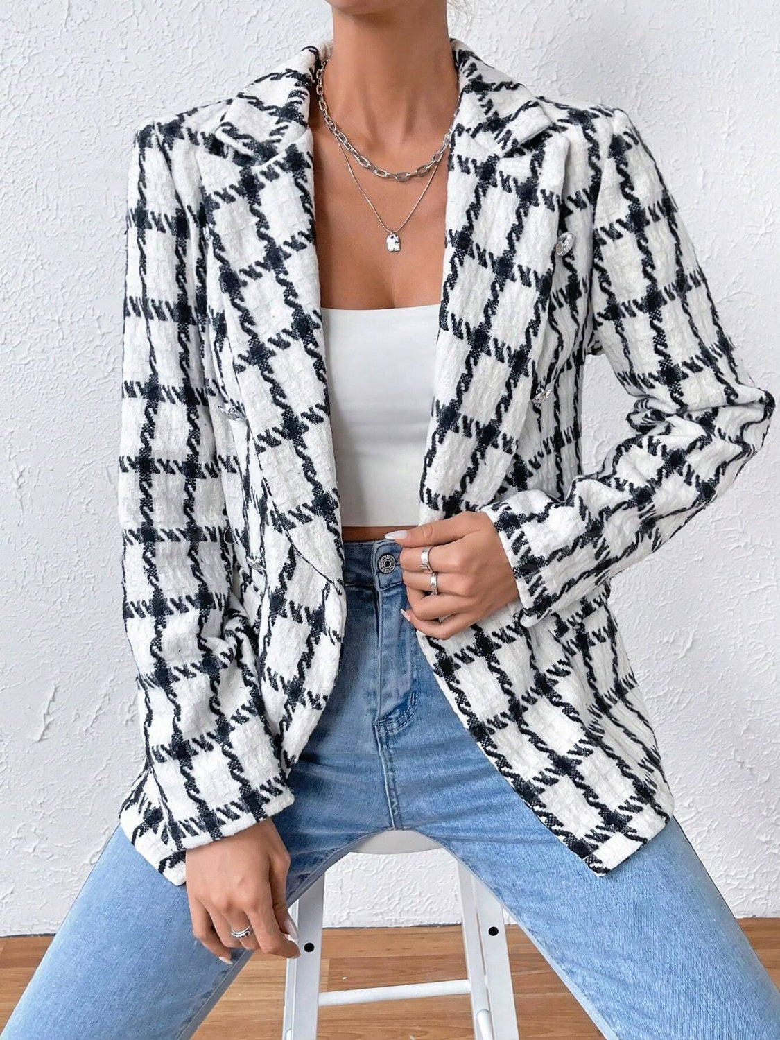 Lapel Collar Long Sleeve Blazer with Pockets - where wild roots grows