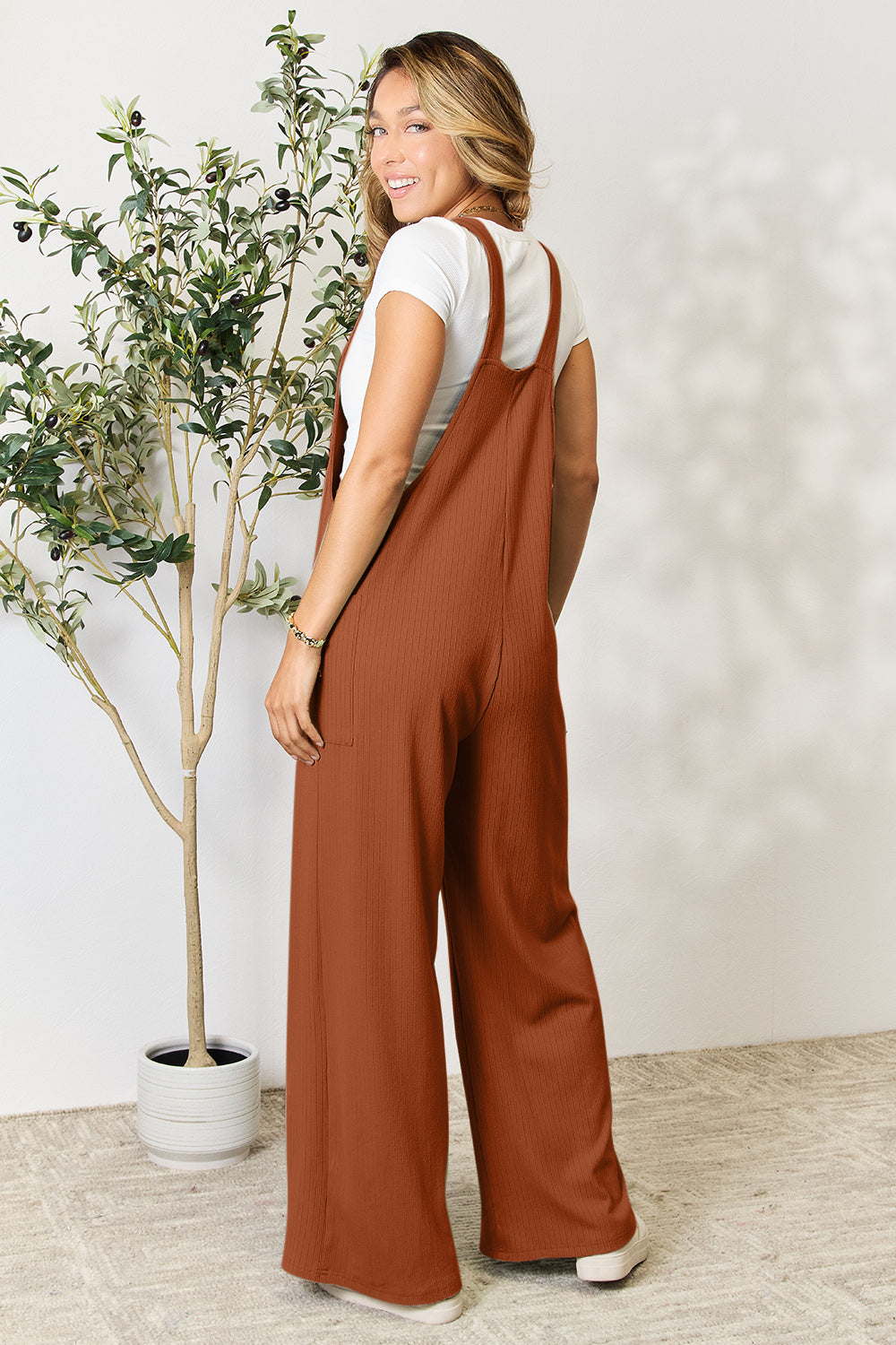 Double Take Full Size Wide Strap Overall with Pockets - where wild roots grows