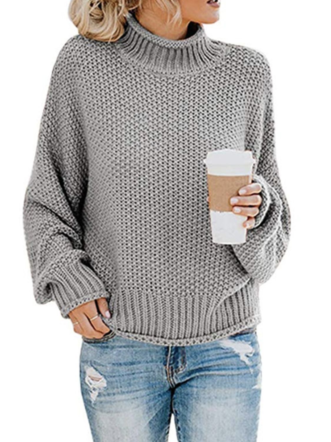 Cozy Turtleneck Oversized Sweater - where wild roots grows