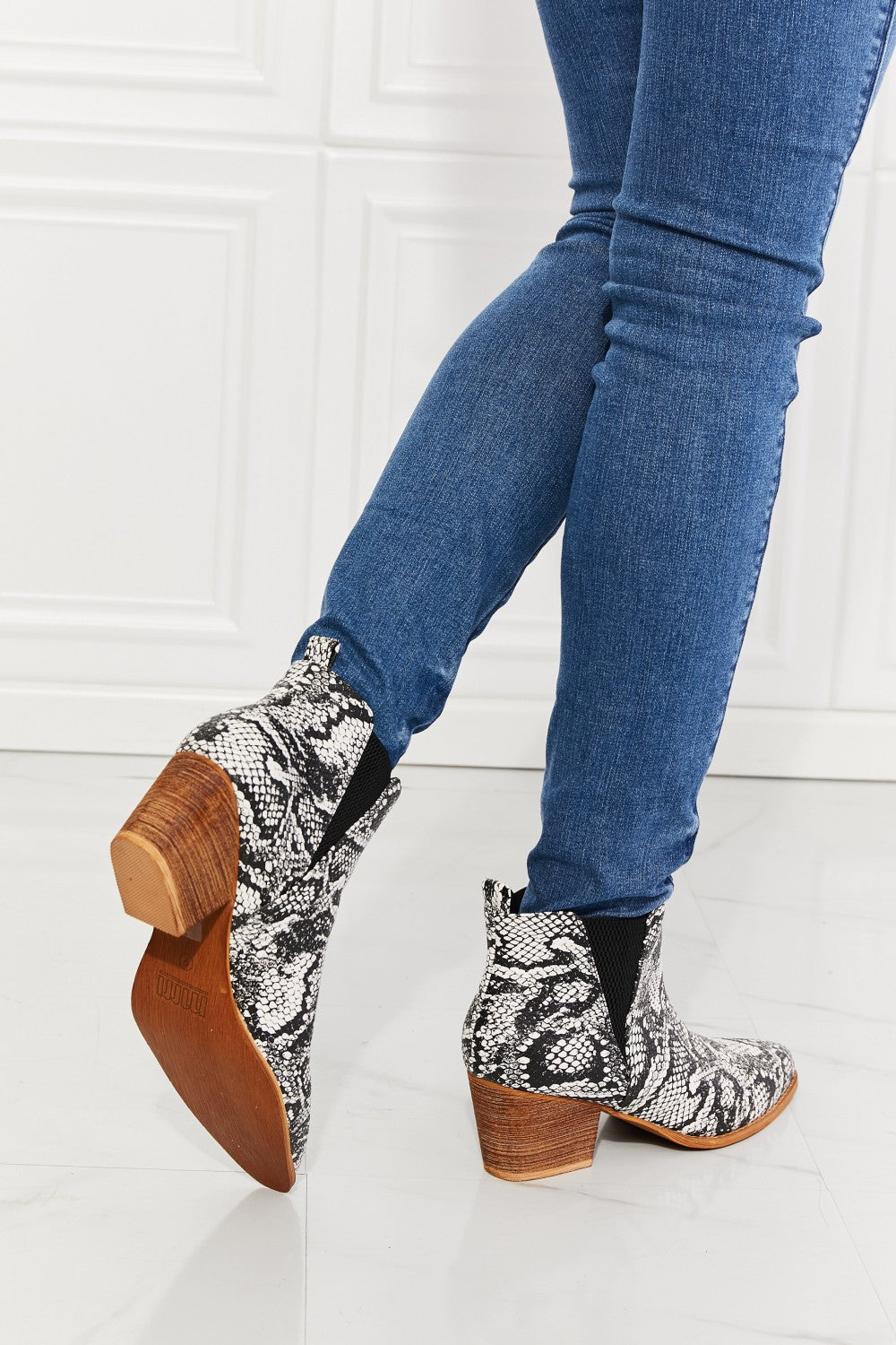 MMShoes Back At It Point Toe Bootie in Snakeskin - where wild roots grows