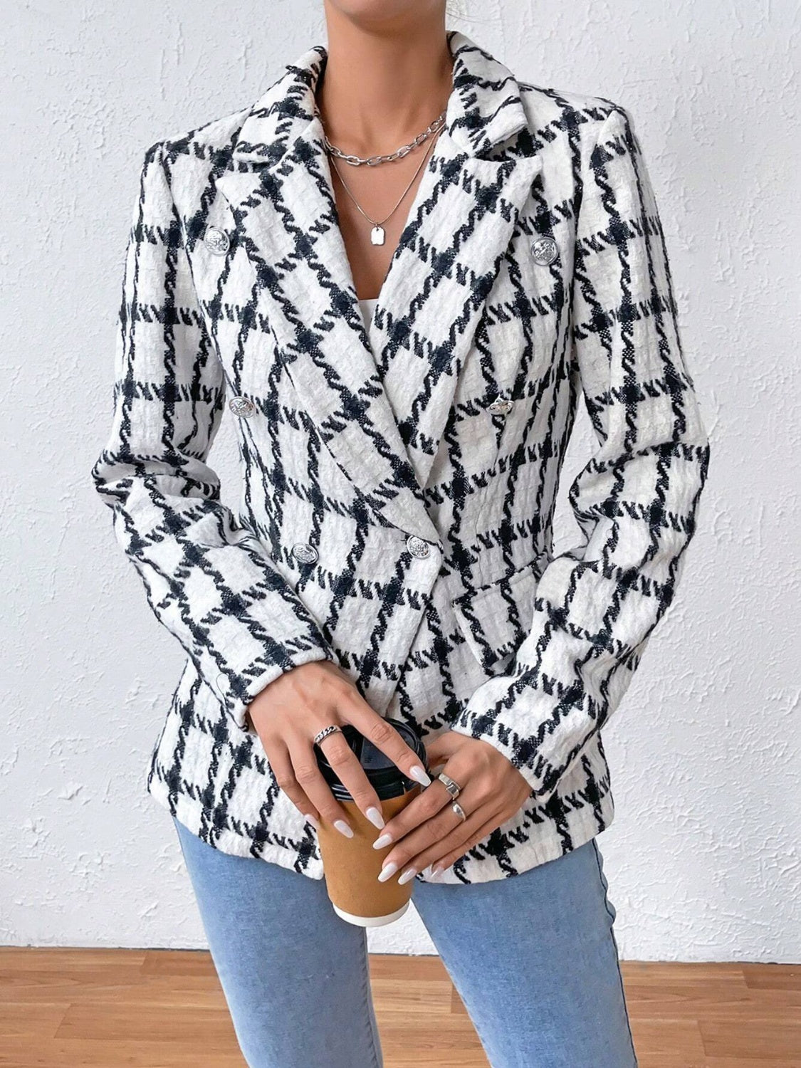 Lapel Collar Long Sleeve Blazer with Pockets - where wild roots grows